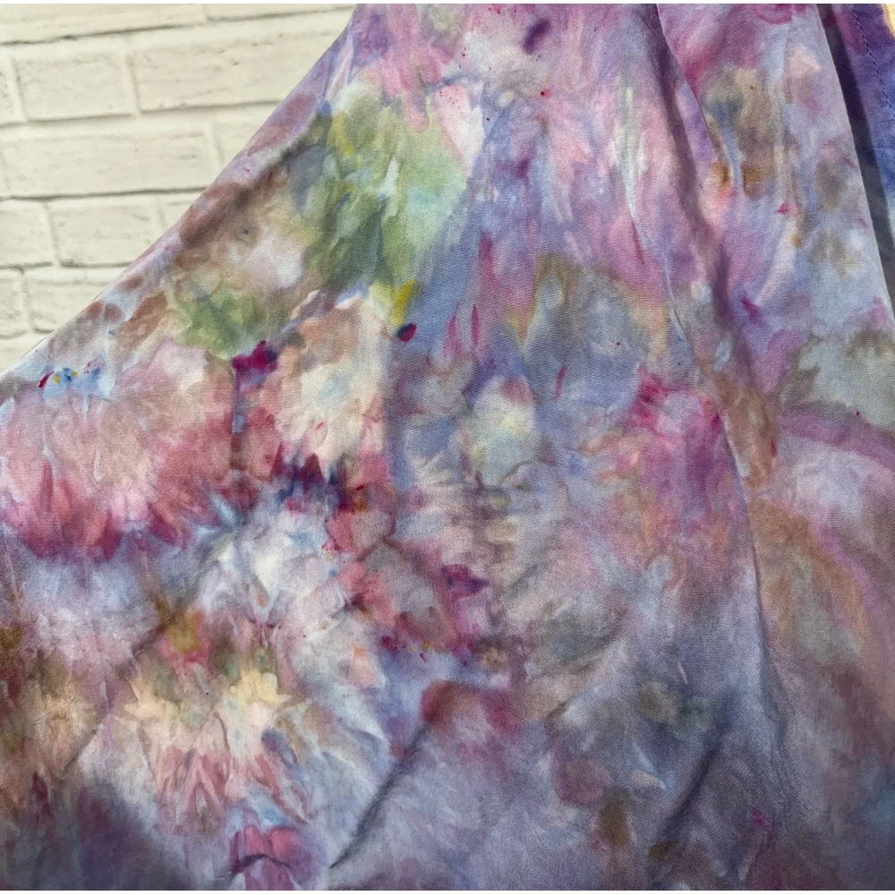 Impressionist style ice dyed scarf wrap with fringe. Handmade and OOAK!